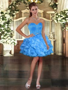Delicate Sweetheart Sleeveless Organza Prom Dress Ruffles Lace Up
