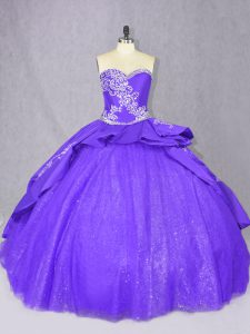 Vintage Court Train Ball Gowns Quinceanera Gown Blue Sweetheart Tulle Sleeveless Lace Up