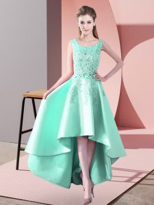Flare High Low A-line Sleeveless Apple Green Bridesmaids Dress Zipper