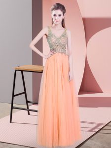 Perfect Sleeveless Zipper Floor Length Beading Prom Dress