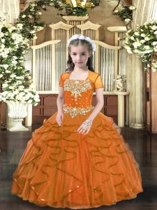 Floor Length Ball Gowns Sleeveless Brown Child Pageant Dress Lace Up