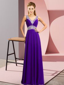 Low Price Sleeveless Lace Up Floor Length Beading Dress for Prom