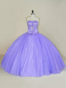 Tulle Sleeveless Floor Length Quinceanera Dresses and Sequins