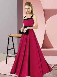 Glamorous Chiffon Square Sleeveless Zipper Belt Bridesmaid Dresses in Fuchsia