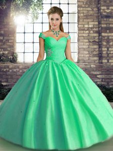 Comfortable Floor Length Ball Gowns Sleeveless Turquoise Quinceanera Dress Lace Up