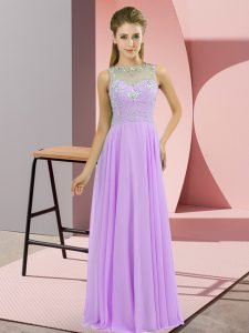 Floor Length Empire Sleeveless Lavender Prom Dresses Zipper
