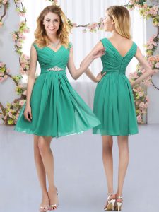 High Class Mini Length Zipper Dama Dress Turquoise for Wedding Party with Belt
