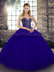 Charming Tulle Sleeveless Floor Length Sweet 16 Quinceanera Dress and Beading and Appliques