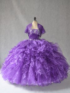 New Arrival Floor Length Ball Gowns Sleeveless Purple Ball Gown Prom Dress Lace Up