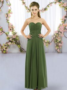 Dark Green Sleeveless Ruching Floor Length Wedding Guest Dresses