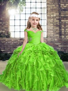 Sleeveless Organza Lace Up Little Girls Pageant Dress Wholesale for Party and Wedding Party