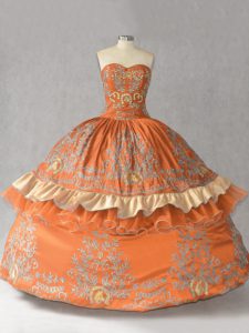 Wonderful Floor Length Ball Gowns Sleeveless Orange 15th Birthday Dress Lace Up