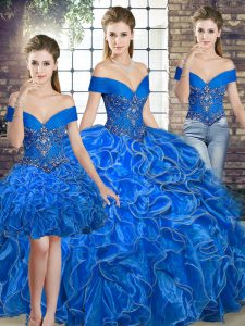 Artistic Floor Length Ball Gowns Sleeveless Royal Blue Sweet 16 Dress Lace Up