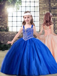 On Sale Tulle Sleeveless Floor Length Girls Pageant Dresses and Beading