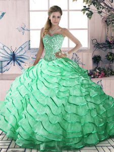 Apple Green Sweetheart Neckline Ruffled Layers Quinceanera Dresses Sleeveless Lace Up