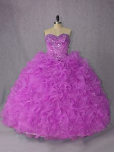 Edgy Sleeveless Beading Lace Up Quinceanera Dresses