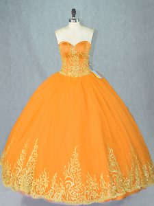 Glamorous Floor Length Lace Up 15 Quinceanera Dress Gold for Sweet 16 and Quinceanera with Beading