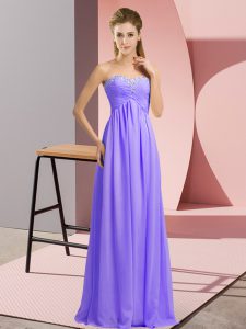 Floor Length Lavender Sweetheart Sleeveless Lace Up