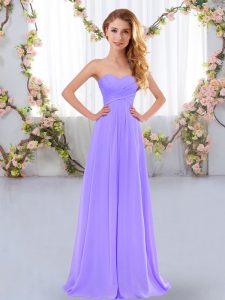 Chiffon Sweetheart Sleeveless Lace Up Ruching Bridesmaids Dress in Lavender