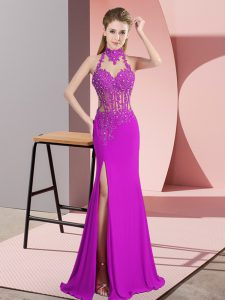 High End Chiffon Sleeveless Floor Length Evening Dress and Lace and Appliques