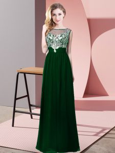 Wonderful Green Scoop Neckline Beading Prom Party Dress Sleeveless Backless