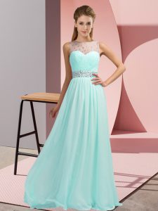 Chiffon Sleeveless Floor Length Prom Party Dress and Beading