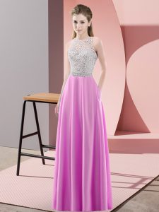 Lilac Sleeveless Beading Floor Length Evening Dress