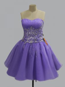 Unique Sweetheart Sleeveless Organza Dress for Prom Beading Lace Up