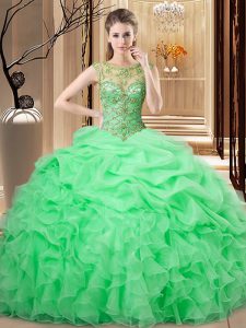 Vestidos de Quinceanera Sweet 16 and Quinceanera with Beading and Ruffles and Pick Ups Scoop Sleeveless Lace Up