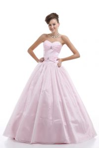 Great Floor Length Ball Gowns Sleeveless Pink Quince Ball Gowns Lace Up