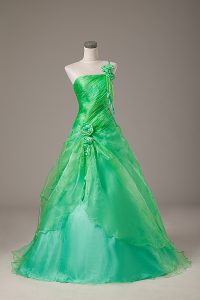 New Arrival Green Lace Up Vestidos de Quinceanera Hand Made Flower Sleeveless Floor Length