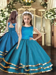 Organza Sleeveless Floor Length Pageant Dress and Ruffled Layers