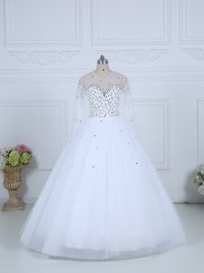 Pretty Long Sleeves Beading Lace Up Wedding Dress