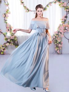 High Class Grey Short Sleeves Chiffon Lace Up Court Dresses for Sweet 16 for Wedding Party