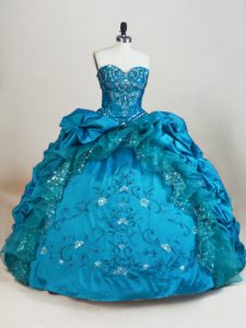 Floor Length Ball Gowns Sleeveless Baby Blue Ball Gown Prom Dress Lace Up