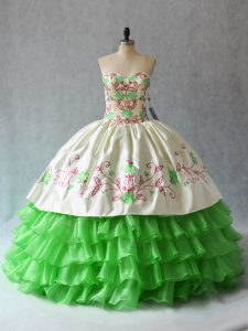 Sweetheart Lace Up Embroidery and Ruffled Layers Quinceanera Dresses Sleeveless