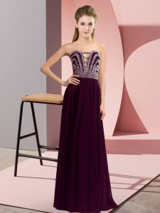Perfect Floor Length Empire Sleeveless Burgundy Evening Dress Lace Up