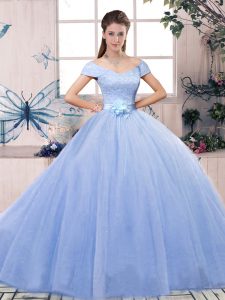 Lavender 15 Quinceanera Dress Military Ball and Sweet 16 and Quinceanera with Lace and Hand Made Flower Off The Shoulder