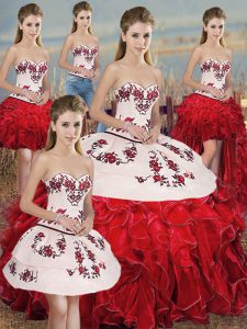 Sleeveless Embroidery and Ruffles and Bowknot Lace Up Quinceanera Dresses