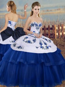 Low Price Sweetheart Sleeveless Lace Up Ball Gown Prom Dress Royal Blue Tulle