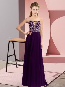 Enchanting Sweetheart Sleeveless Lace Up Prom Party Dress Dark Purple Chiffon