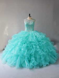 Sleeveless Lace Up Beading and Ruffles Quinceanera Dresses