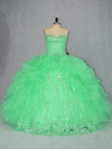 Excellent 15th Birthday Dress Sweet 16 and Quinceanera with Beading and Ruffles Sweetheart Sleeveless Lace Up