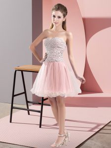 Gorgeous Pink Sweetheart Zipper Beading Evening Dress Sleeveless