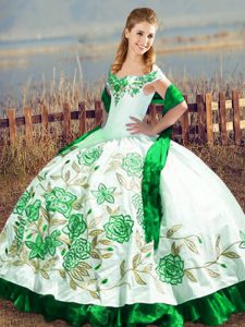 Luxury Floor Length Lace Up Quinceanera Dress Green for Sweet 16 and Quinceanera with Embroidery