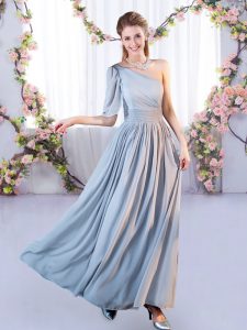 On Sale Grey Sleeveless Chiffon Lace Up Bridesmaid Gown for Wedding Party
