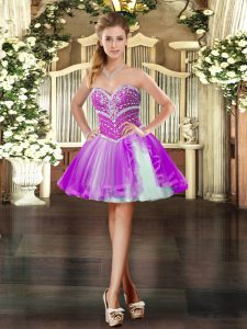 Beauteous Purple Prom and Party with Beading Sweetheart Sleeveless Lace Up