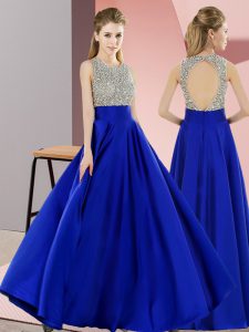 Ideal Sleeveless Backless Floor Length Beading Prom Dress