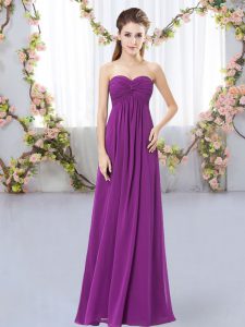 Chic Purple Sweetheart Zipper Ruching Bridesmaid Dresses Sleeveless