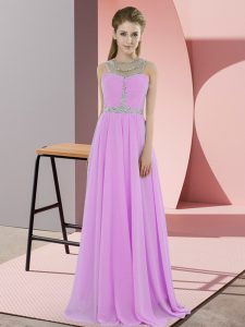 Wonderful Scoop Sleeveless Zipper Homecoming Dress Lilac Chiffon